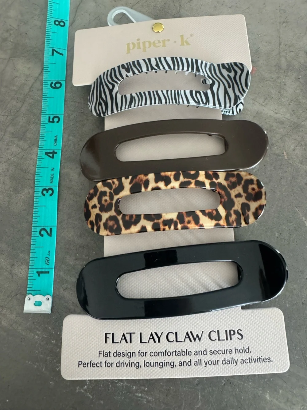 Piper • K Zebra,Brown,Leopard&Black Flat Lay Claw Clips/4 Pack/fun for all ages